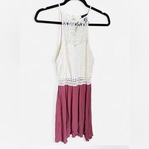Rue21 Lace Halter Top - White and Burgundy